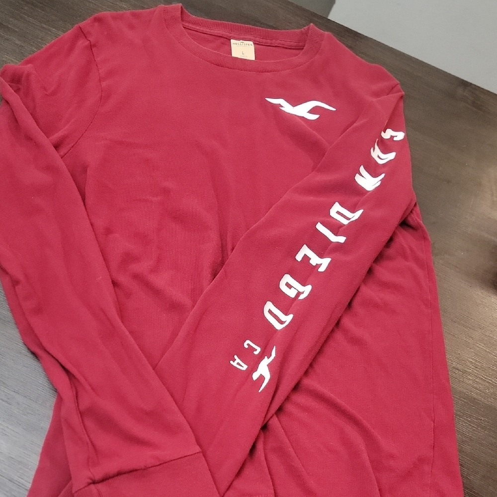Red Long Sleeve Shirt with Logo - Picture 3 of 5